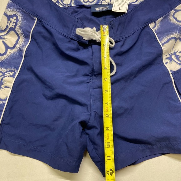 Sol Surf Co. by Del Sol Board Shorts Mens Large Blue Hawaiian Flower Drawstring - Picture 12 of 16